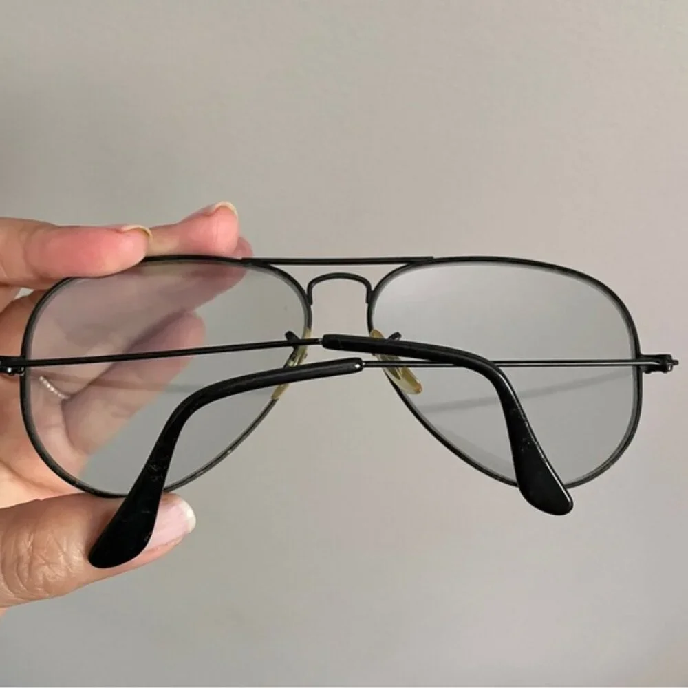 Vintage B&L Ray Ban Black Large Aviator Glasses Frames - 58-14, USA 🇺🇸